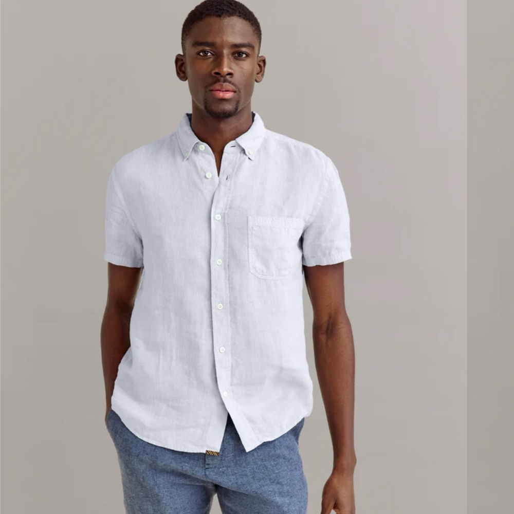 Potter‎ and Ash men’s size large 100% linen button down shirt light blue